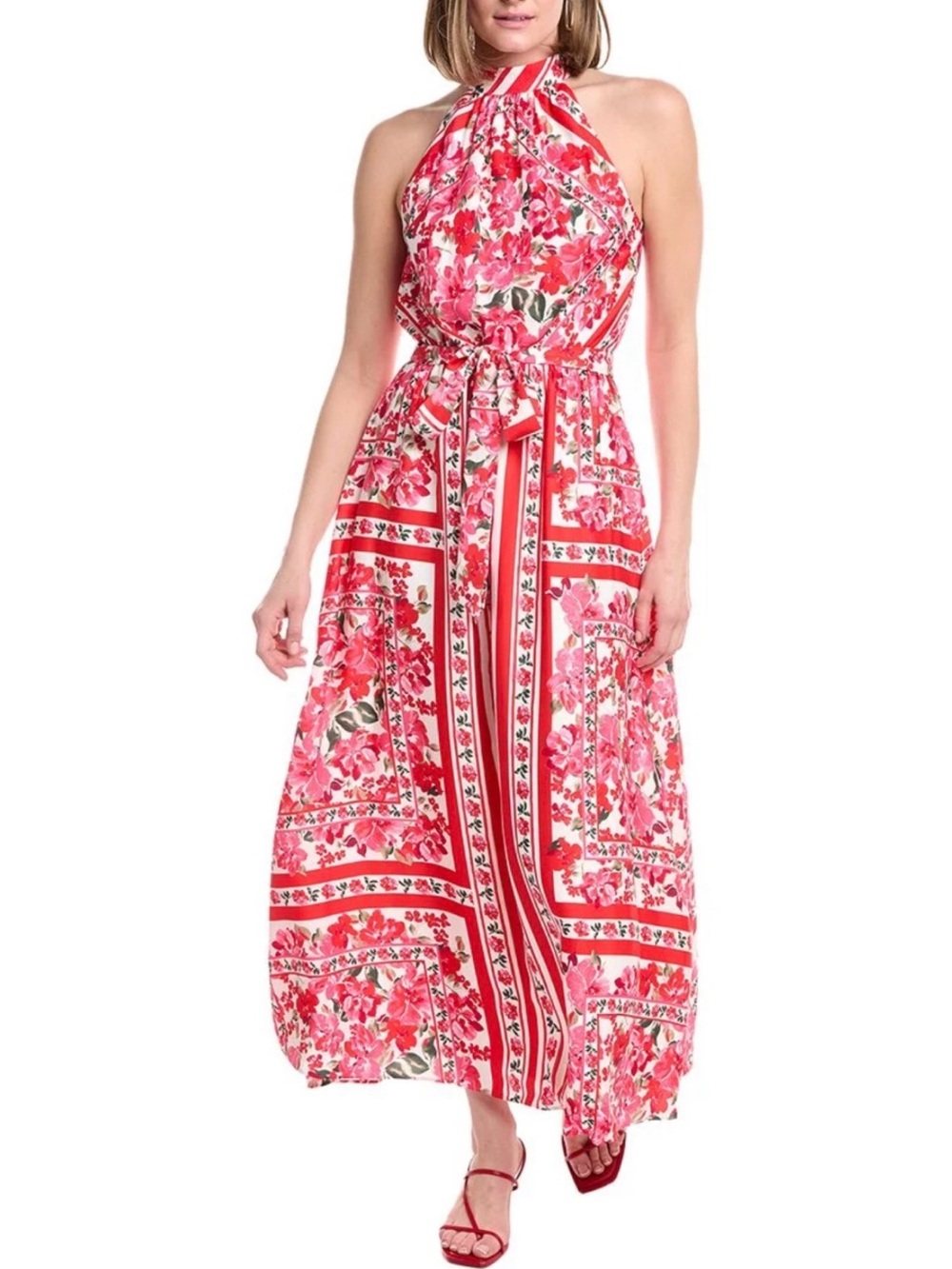 Anne Klein Floral Halter Maxi Dress - Multi-Poppy